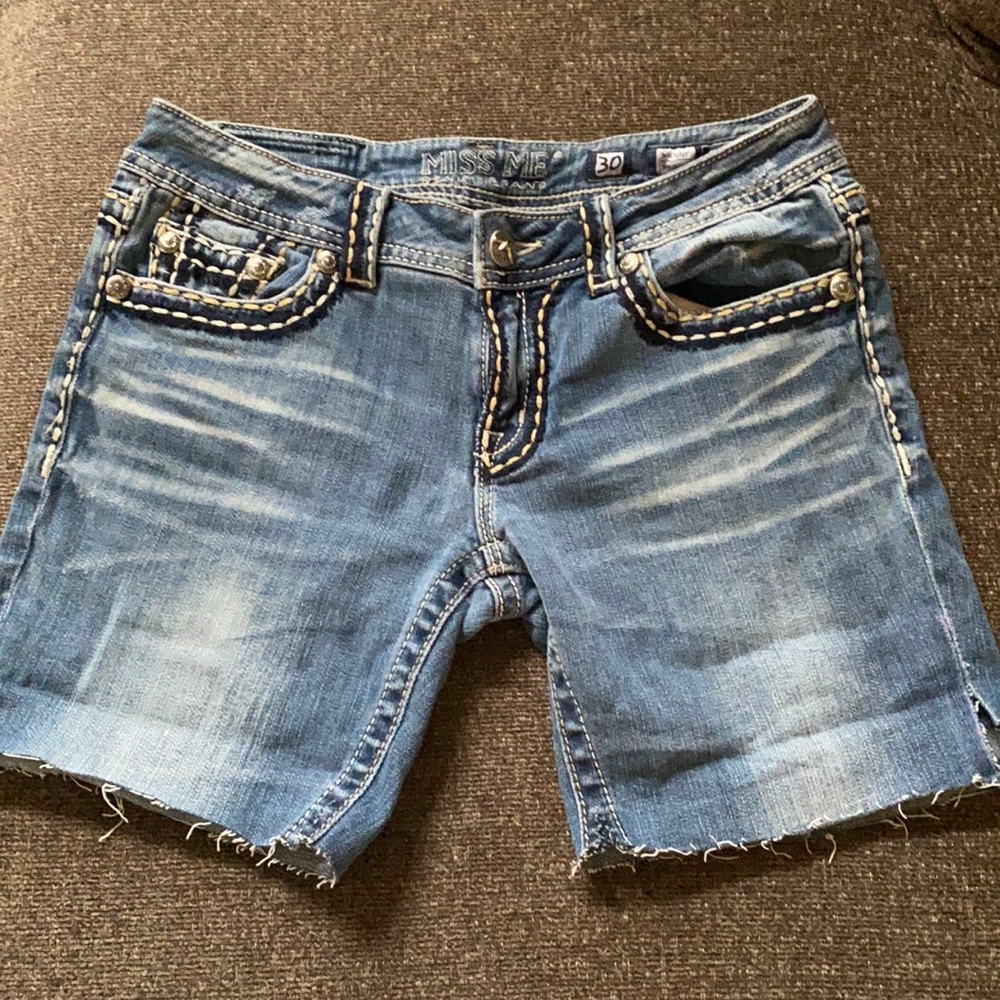 Embroidered Miss Me Jeans I cut into shorts. Sz 30